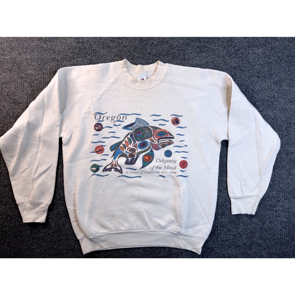 Vintage Fruit of the Loom Oregon Odyssey of the Mind Sweatshirt Cream XL USA